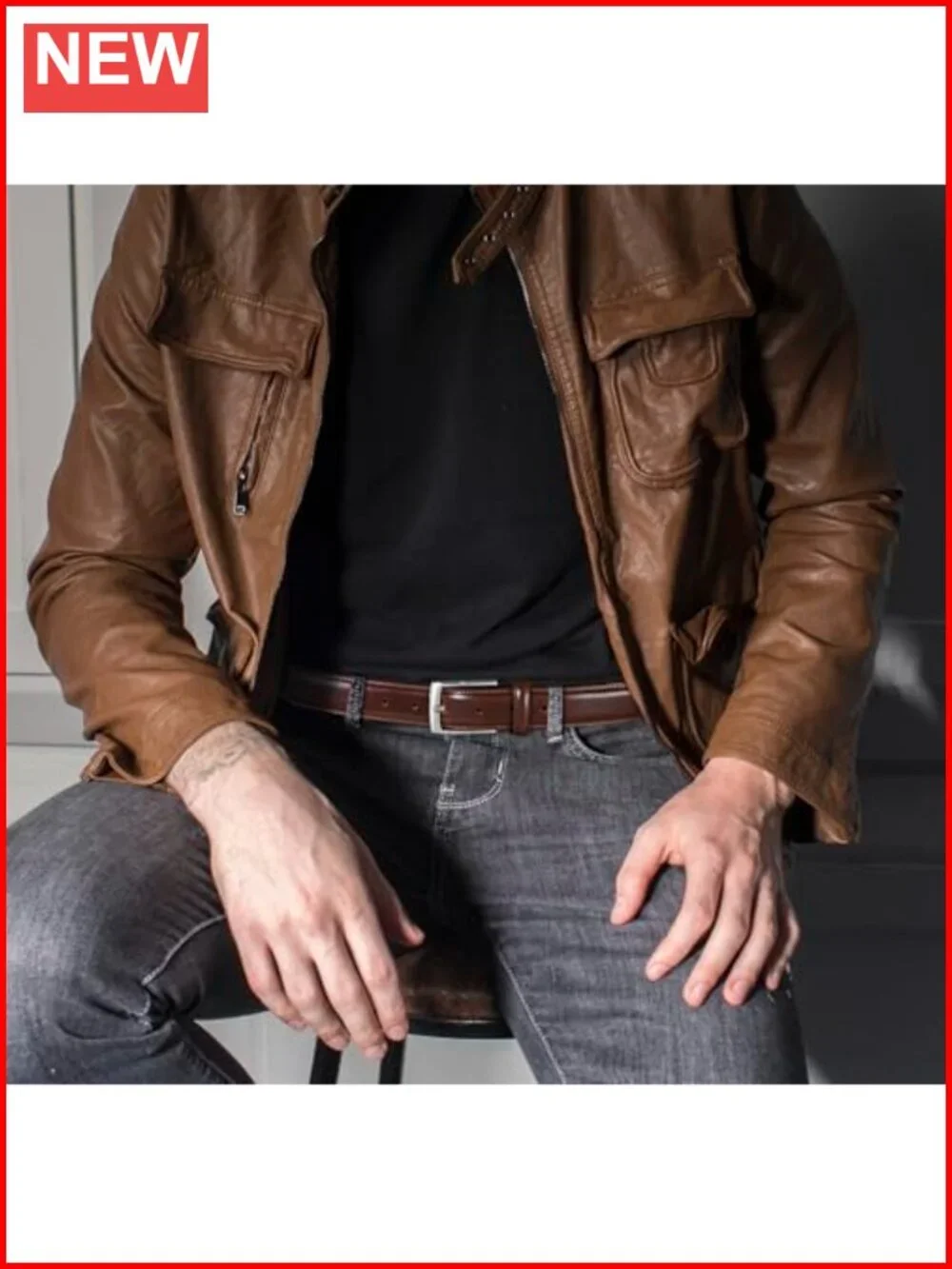 Men's Genuine Leather Dress Belt 2-Pack Handmade Classic for Work Business